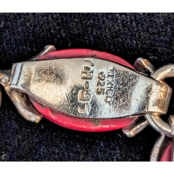 Mexican Red Jasper 925 Sterling Silver Toggle Bracelet - Picture 5 of 11